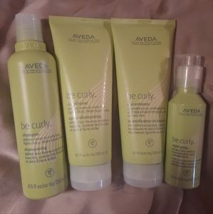 4 NEW Aveda Be Curly Products FULL SIZE Shamp & Cond, Curl Enhancer, Style Prep
